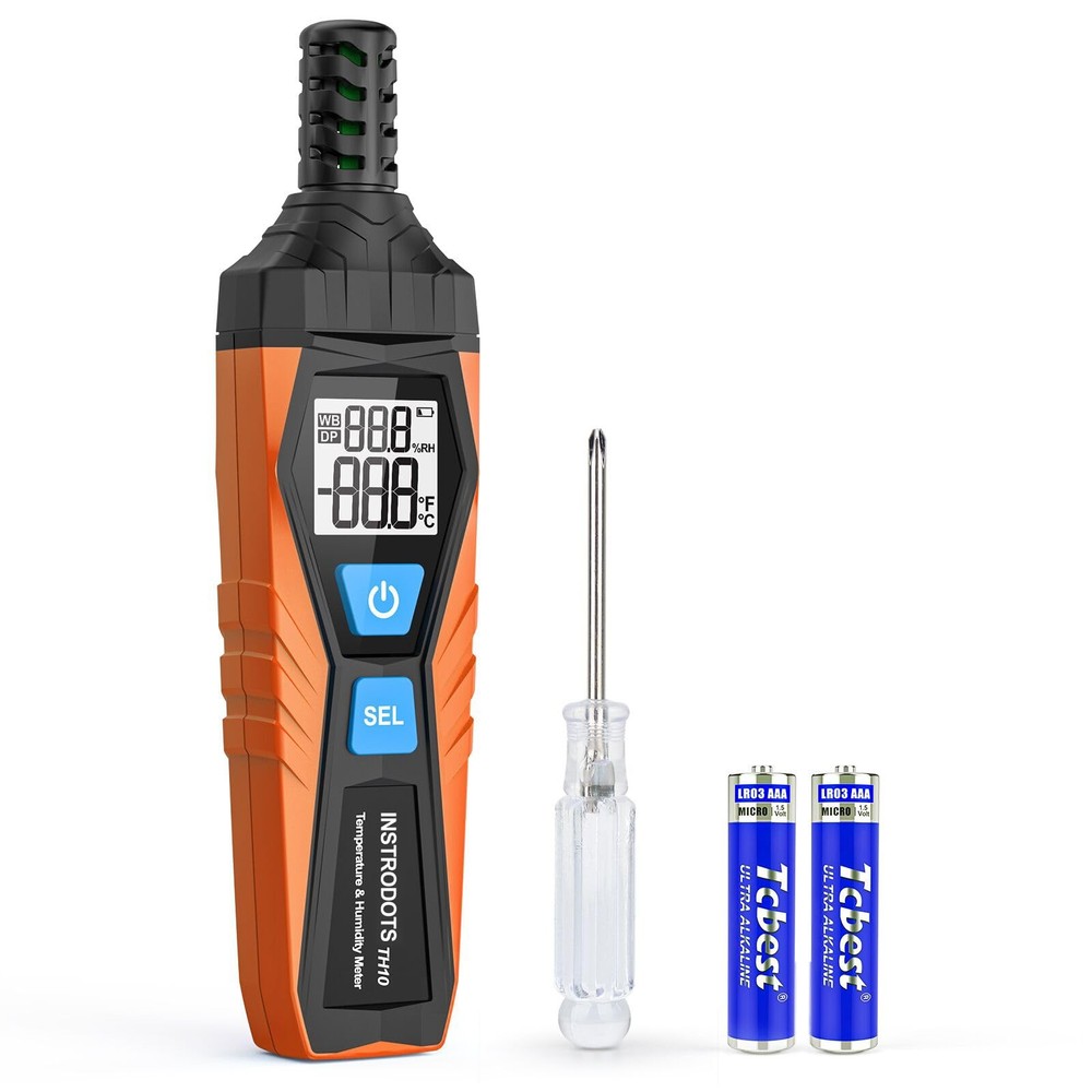 INSTRODOTS Temperature Humidity Meter, High Precision TH10, Orange