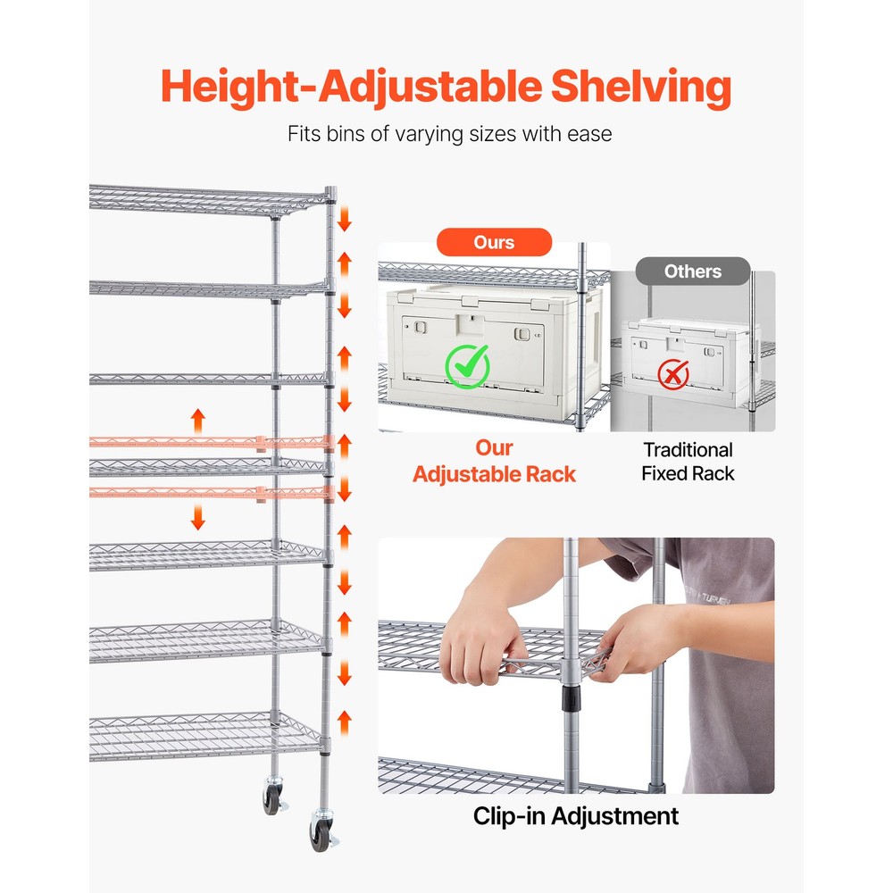 Uimoso 7-Tier Rolling Storage Rack with 24 Removable Bins