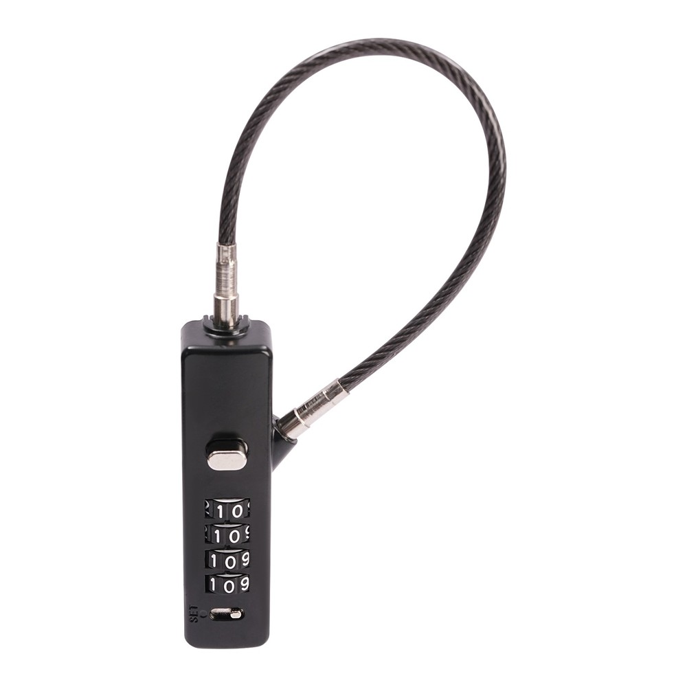 Steel Cable Combination Lock with 4-Digit Code and 3 Lengths of Cables