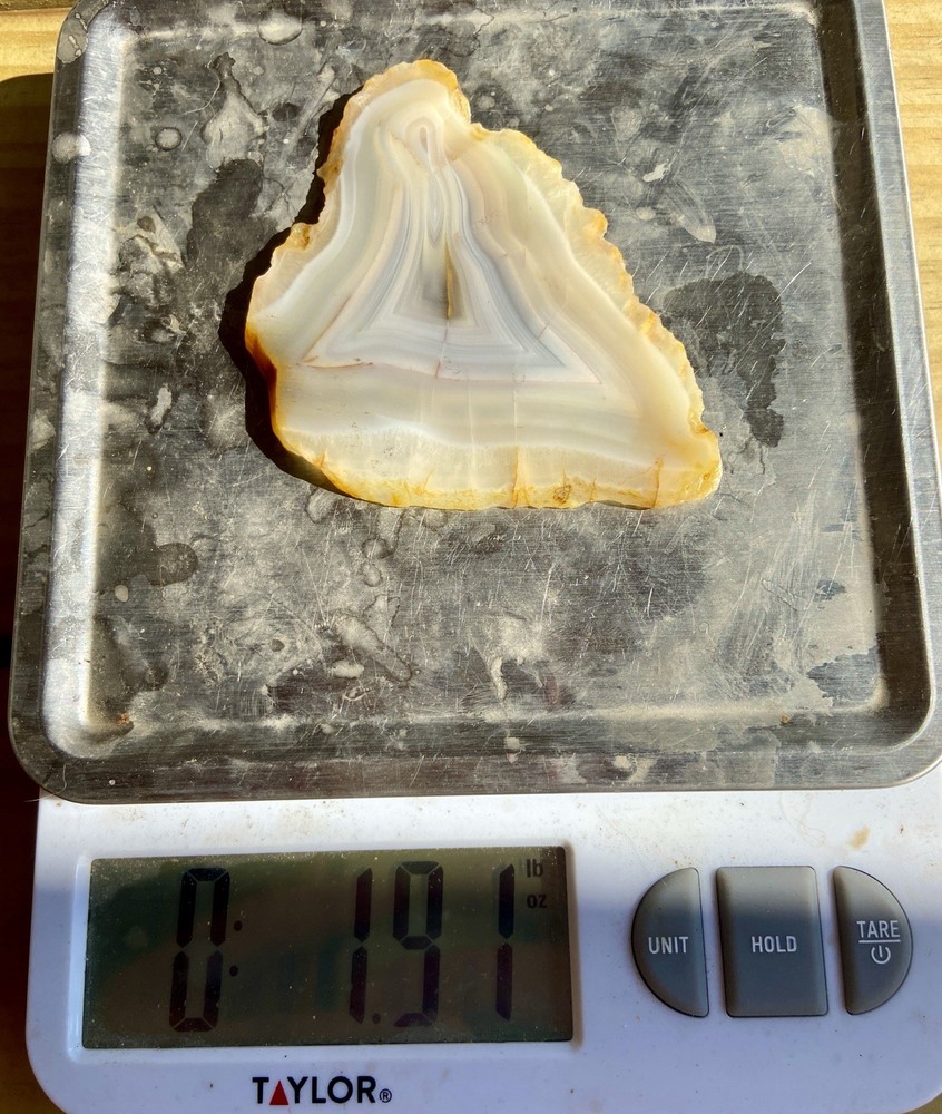 Pearly White Banded Agate Slab 1.9 Oz