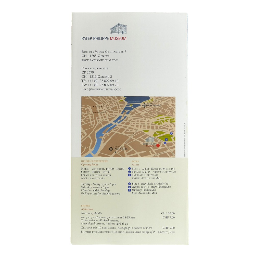 AUTHENTIC PATEK PHILIPPE MUSEUM PAMPHLET 02/2013