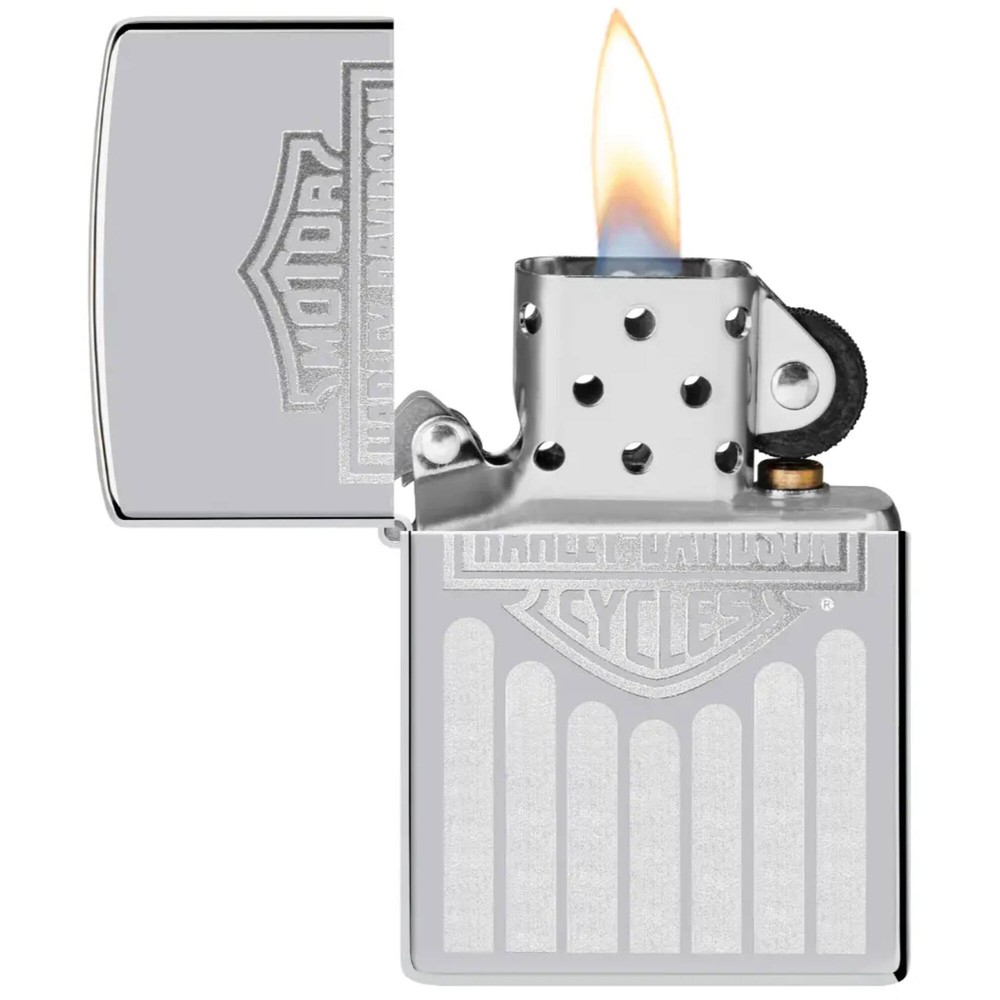 Zippo Windproof Lighter Harley Davidson Emblem Attached Brushed Chrome 48993
