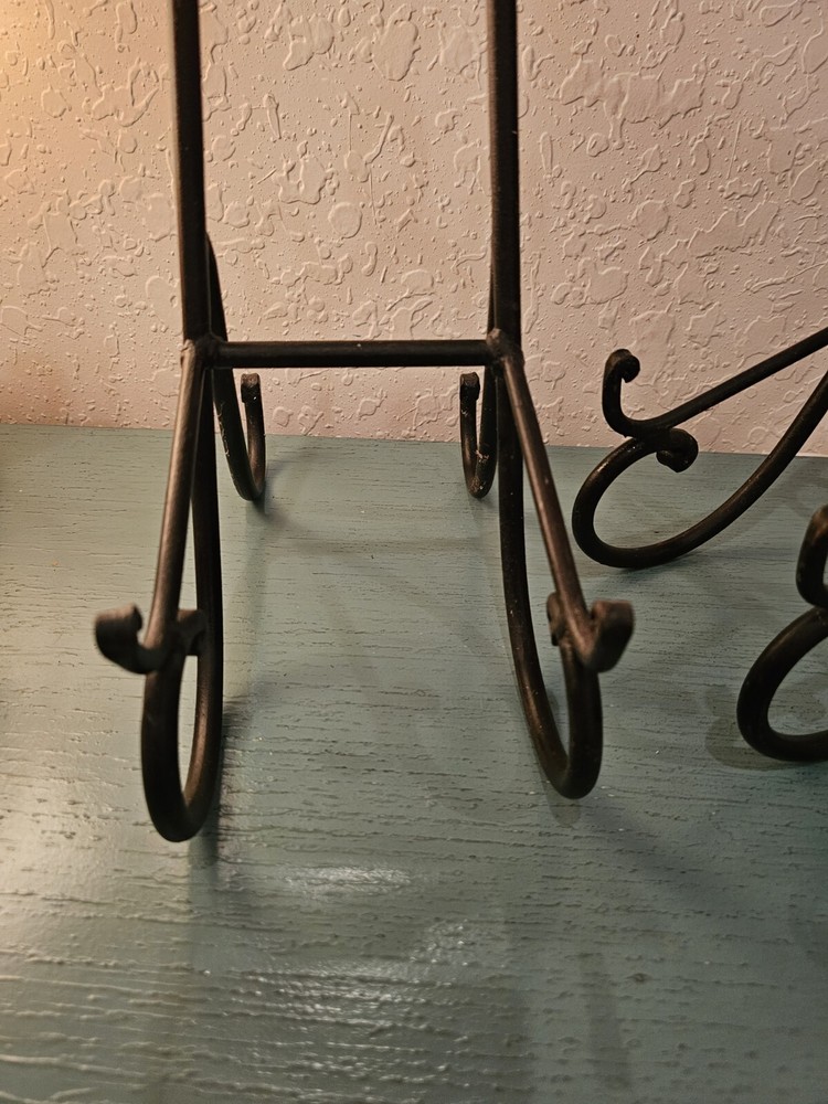 Vintage Black Iron Display Easel, 17.5" Tall, Scroll Design-2 Available