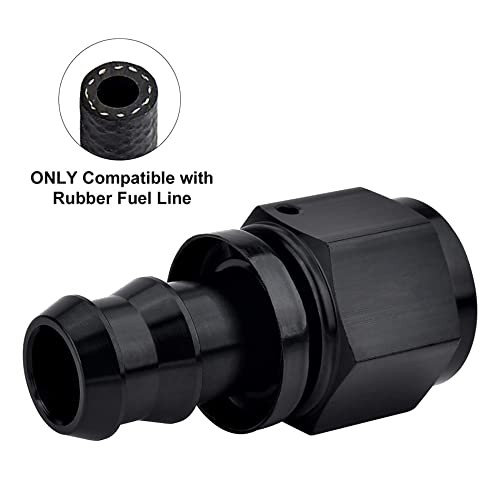 Push Lock Hose Fitting End Black 4PCS 6AN Straight