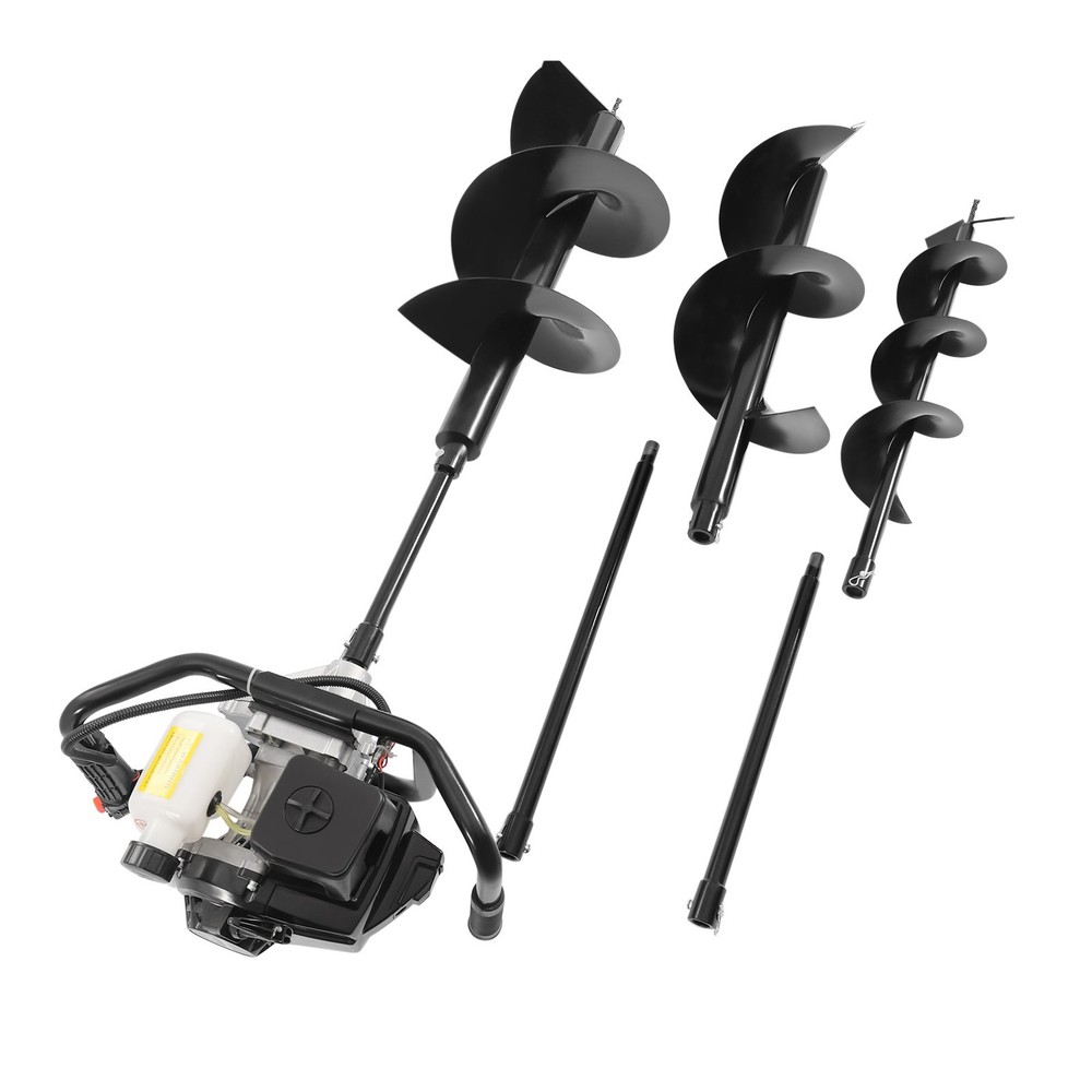 72cc 4.1HP Gas Powered Post Hole Digger with 3 Auger Drill Bits (6", 10", 12")