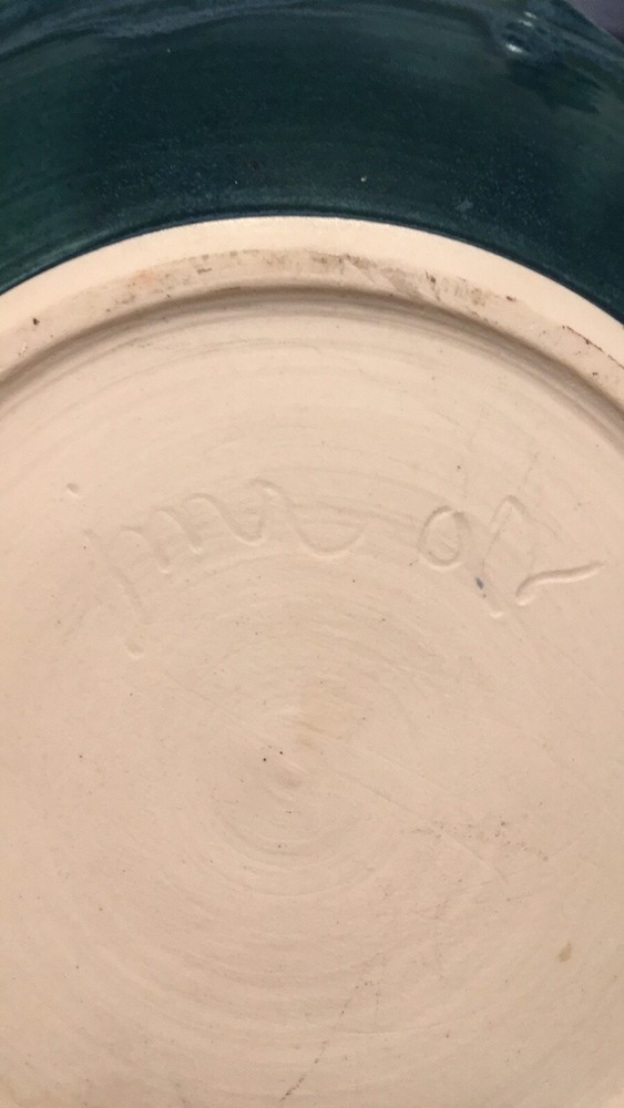 Handmade Pottery Blue Dish with Wave Pattern