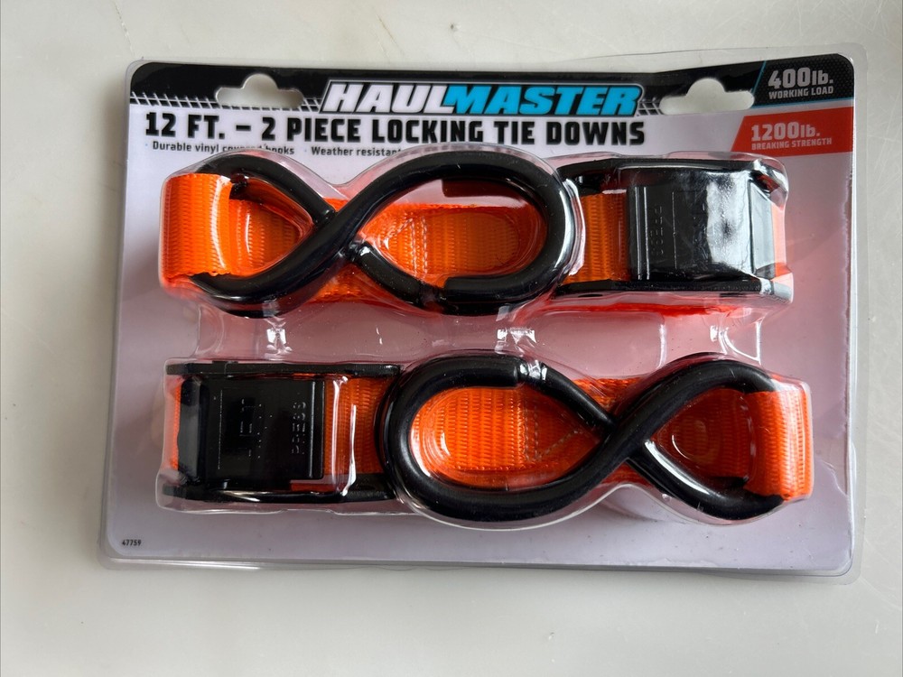 Haulmaster 1 in. x 12 ft Locking Toe Downs 2 Pieces