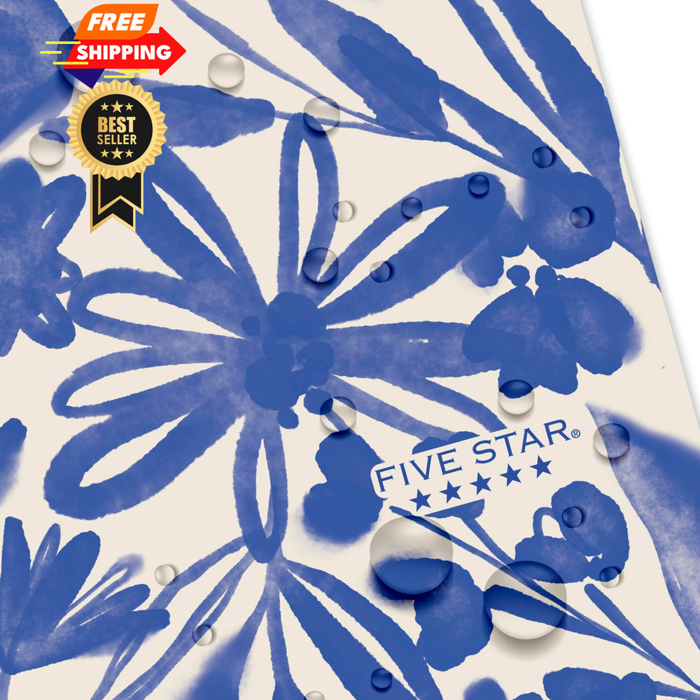 Five Star Spiral Notebook + Study App, 1 Subject, 1 Pack, Soft Petals Blue