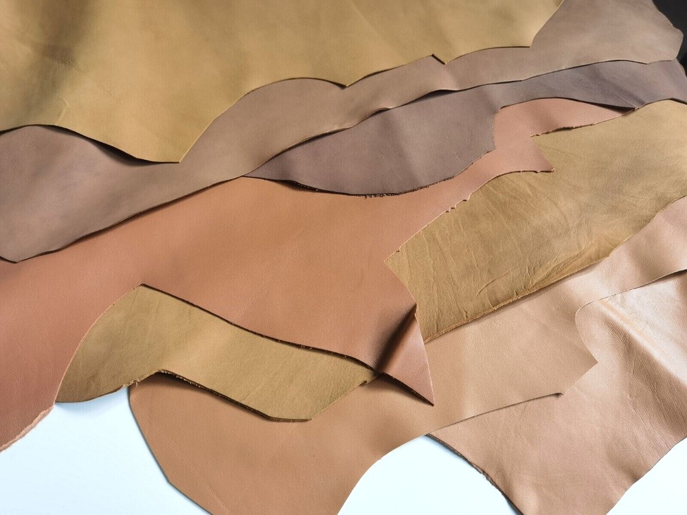 BROWNS khaki soft genuine leather real goatskin hide