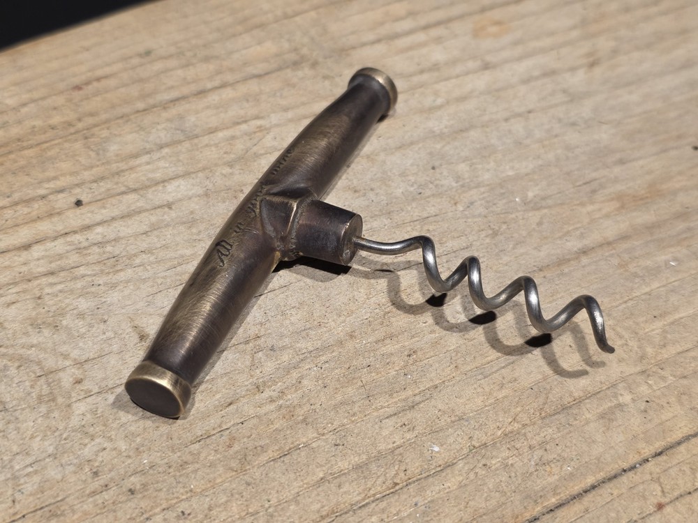 Vintage Style Brass & Iron Corkscrew Engraved