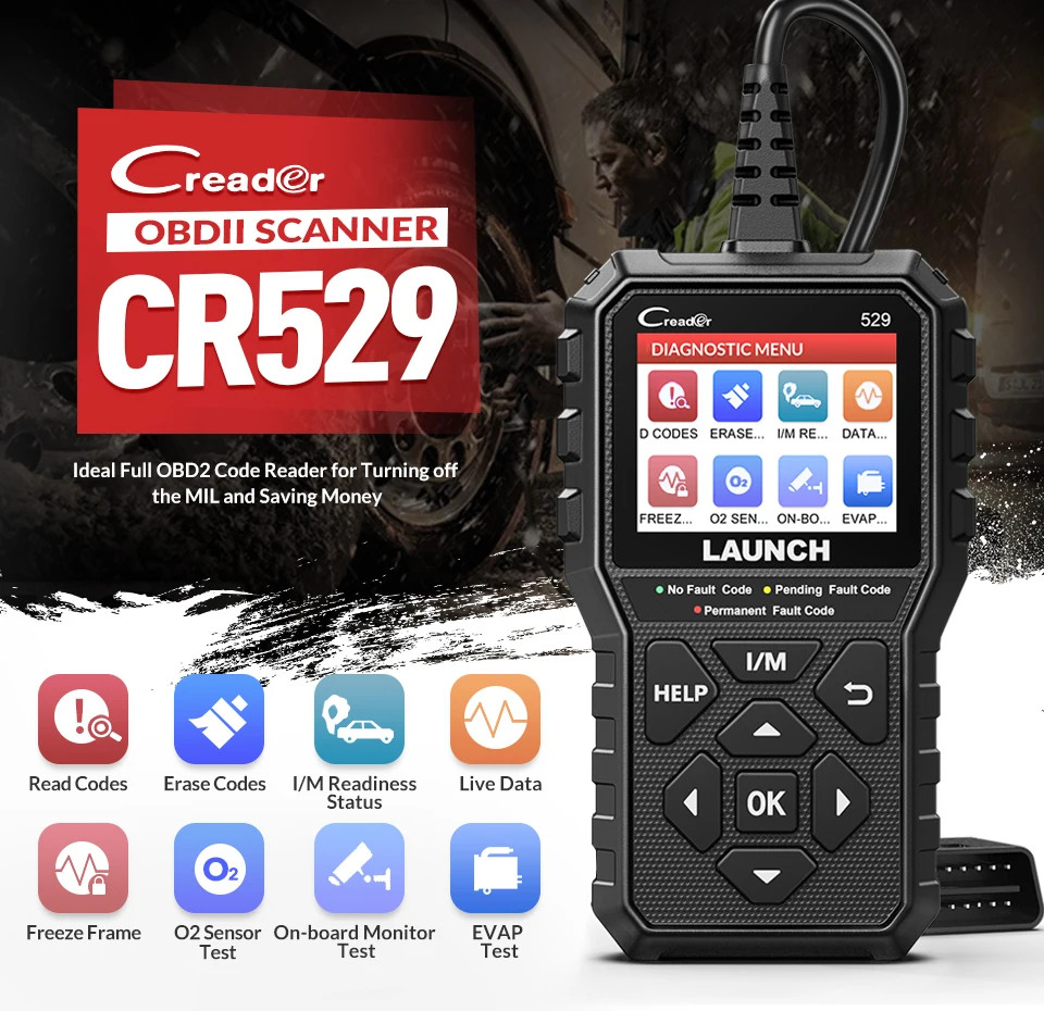 LAUNCH Creader 529 CR529 OBD2 Scanner Automotive Diagnostic Tools OBDII Code Rea