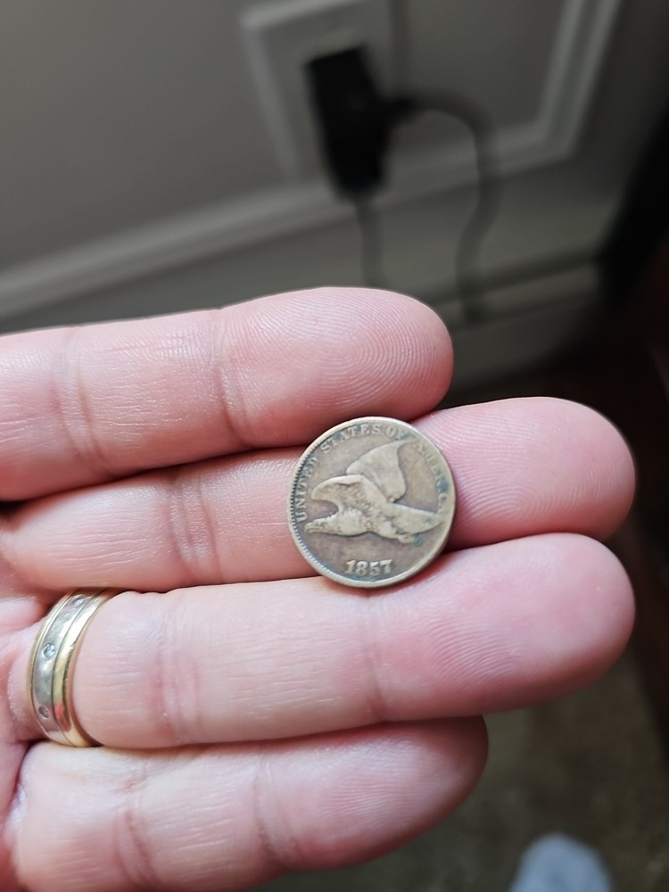 1857 Flying Eagle Cent - Rich Front & Back,  F+ Details