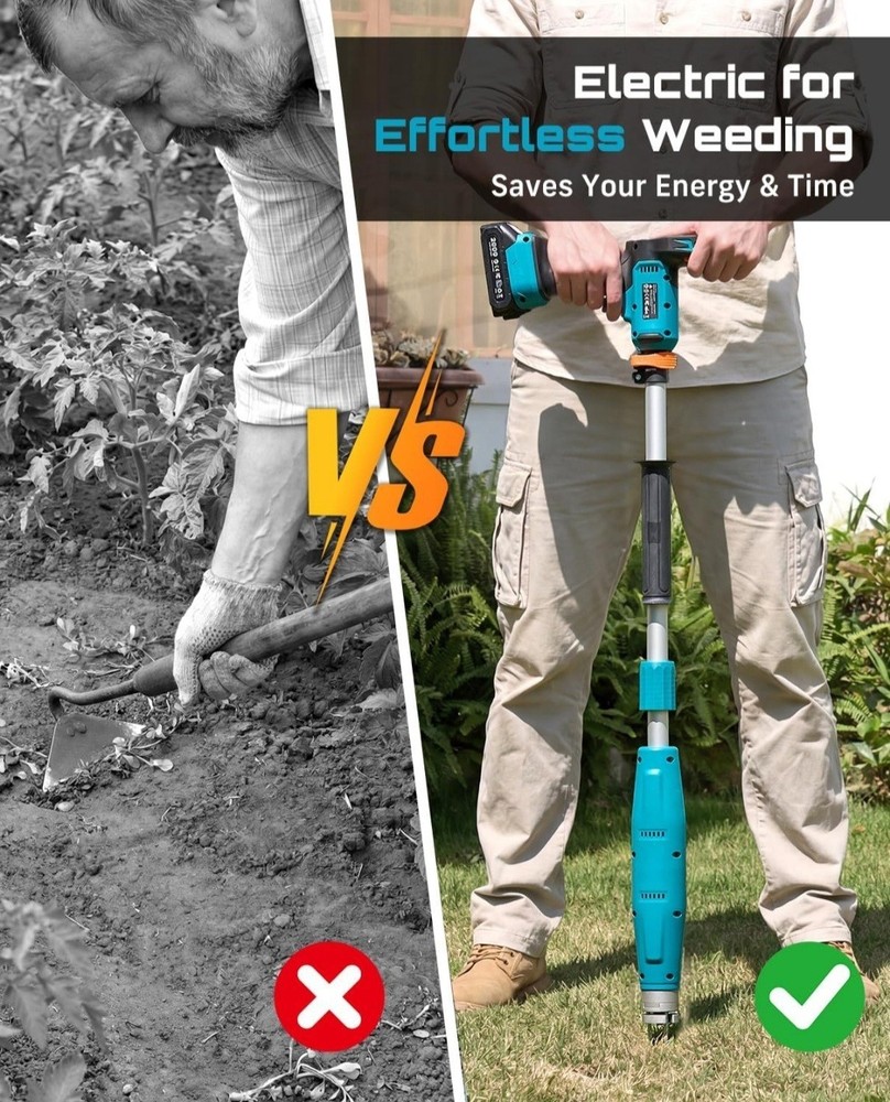 SEESII Stand-Up Weed Puller Tool with 40"-47" Adjustable Handle One Button Eject