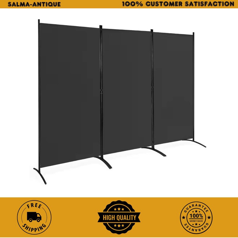 6ft Black 3 Panel Room Divider Folding Privacy Screen Partition