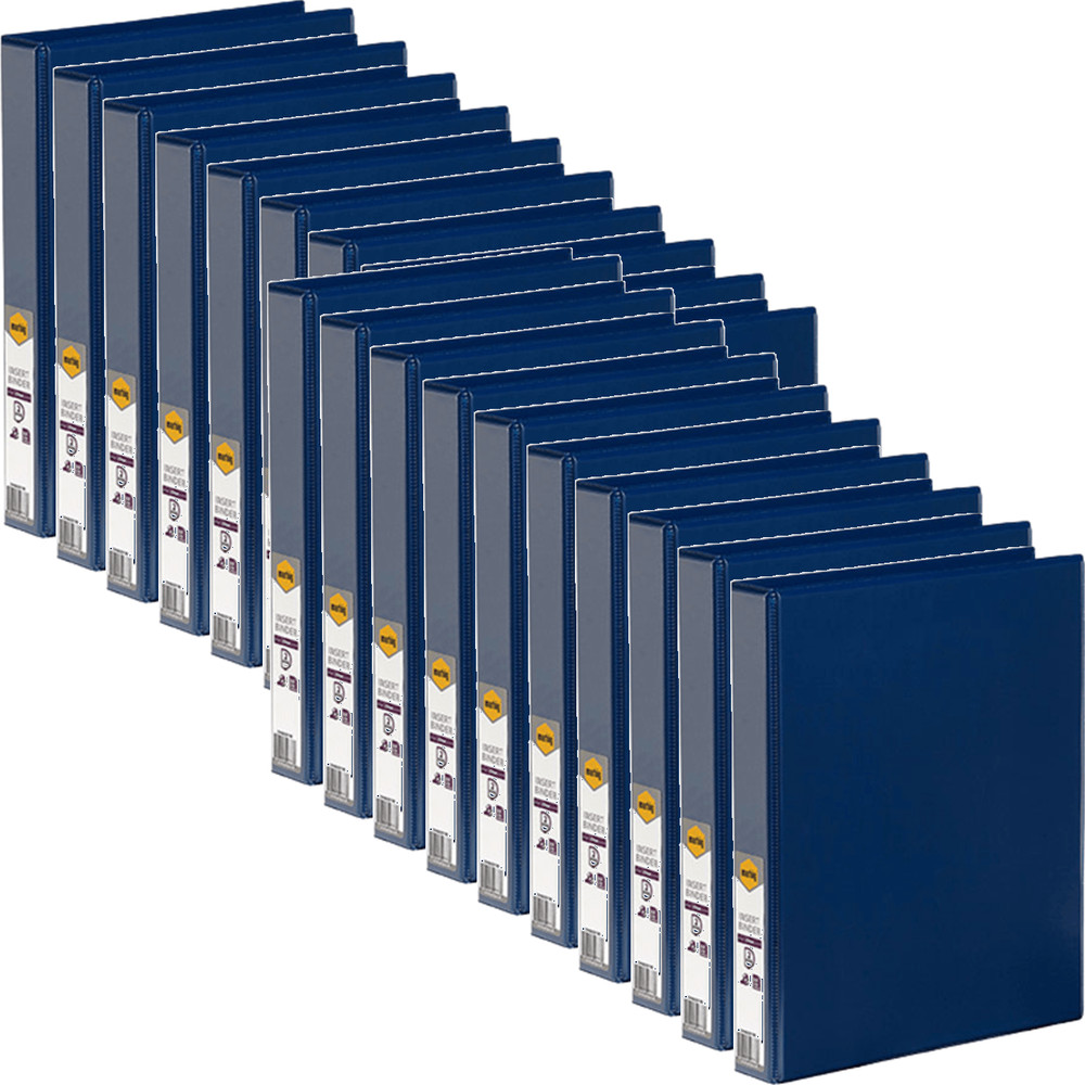 NEW Marbig Clear View Insert Ring Binder Folder 2D 25mm A4 Blue 20 Pack