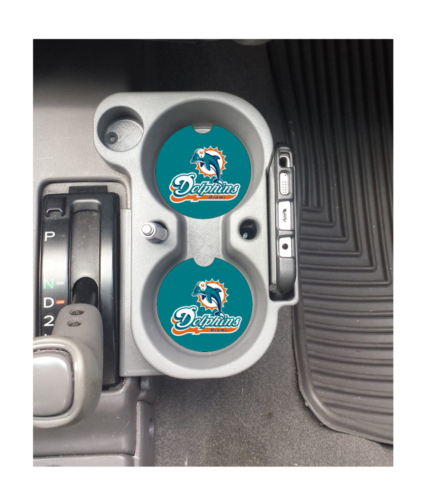 MIAMI DOLPHINS RUBBER CAR COASTERS SET (2) NFL