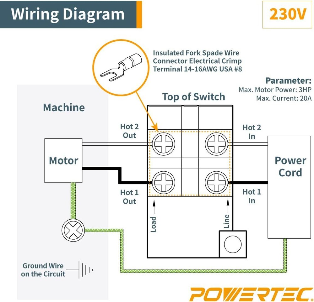 POWERTEC 71008 110/220V Single Phase On/Off Switch 3