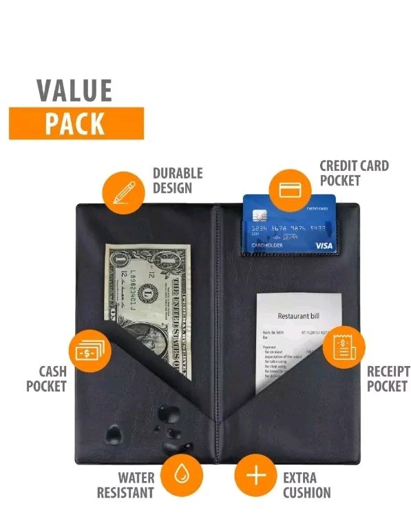 (12 pack) Restaurant Check Presenters - Guest Check Card Holder Black