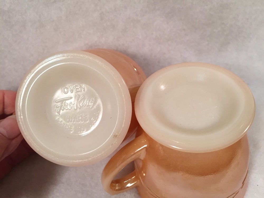 Fire King Peach Luster LAUREL LEAF Cream & Sugar