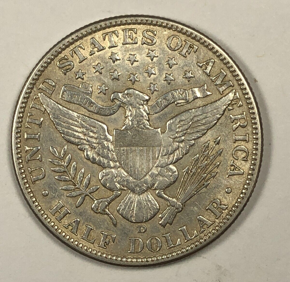 1912-D Barber 50c Half Dollar. Net Graded Sharp Extra Fine.