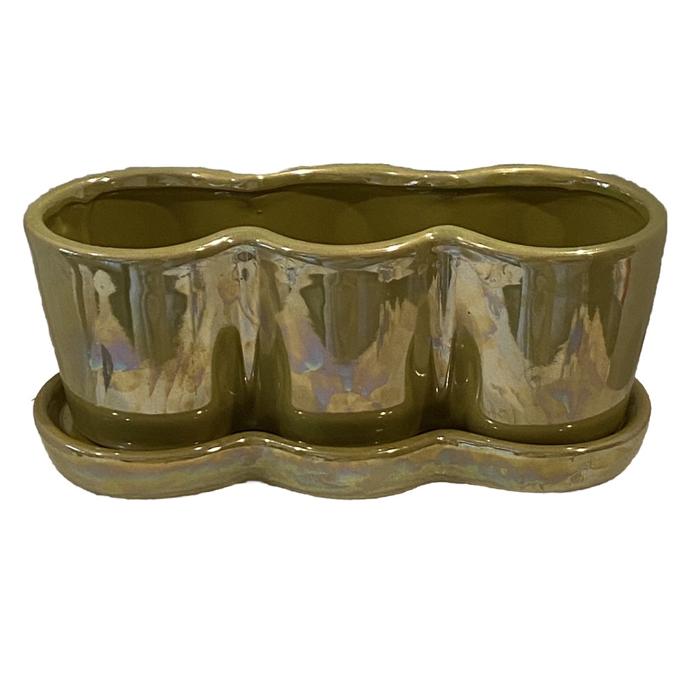 Pier 1 Irridescent Ceramic Planter Set