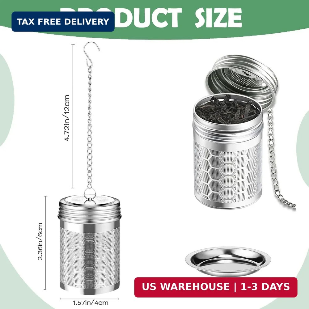 2 Pack Stainless Steel Tea Infusers, Extra Fine Mesh Strainers with Drip Trays,
