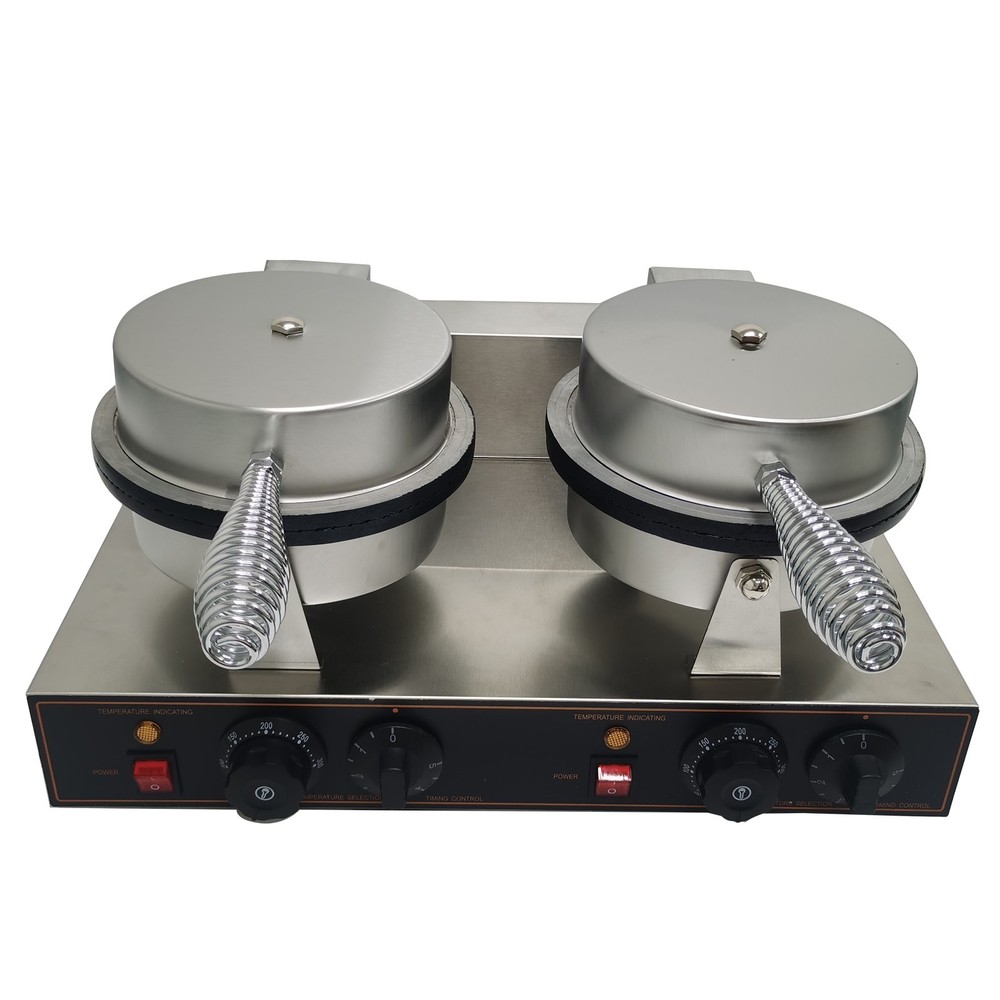 Ice Cream Waffle Cone Maker Machine Non-stick Double-head Egg Roll Making 110V