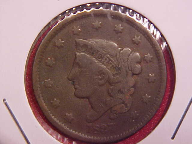 1837 LARGE CENT - F - SEE PICS! - (N8770)