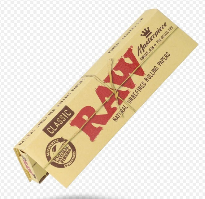 RAW King Size "MASTERPIECE" Rolling Papers with Pre Rolled Tips - (3 Packs)