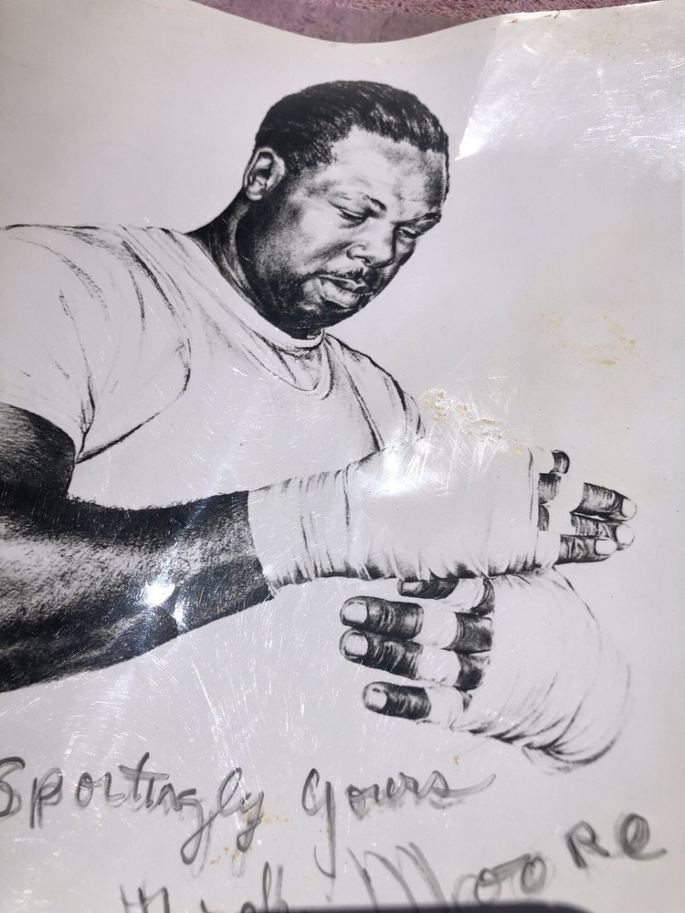 Vintage ARCHIE MOORE Signed Print Photo Dated 1965