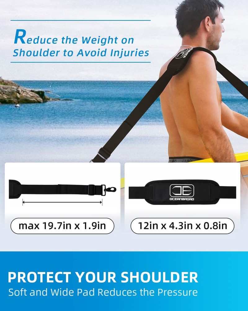 SUP Kayak Carry Strap Adjustable Shoulder Strap with Clips, New Version for P...