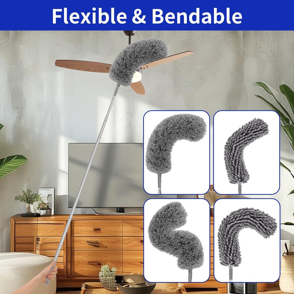 PHABLUS 10 PCS Dusters for Cleaning, Microfiber Duster with Extension Pole Up...