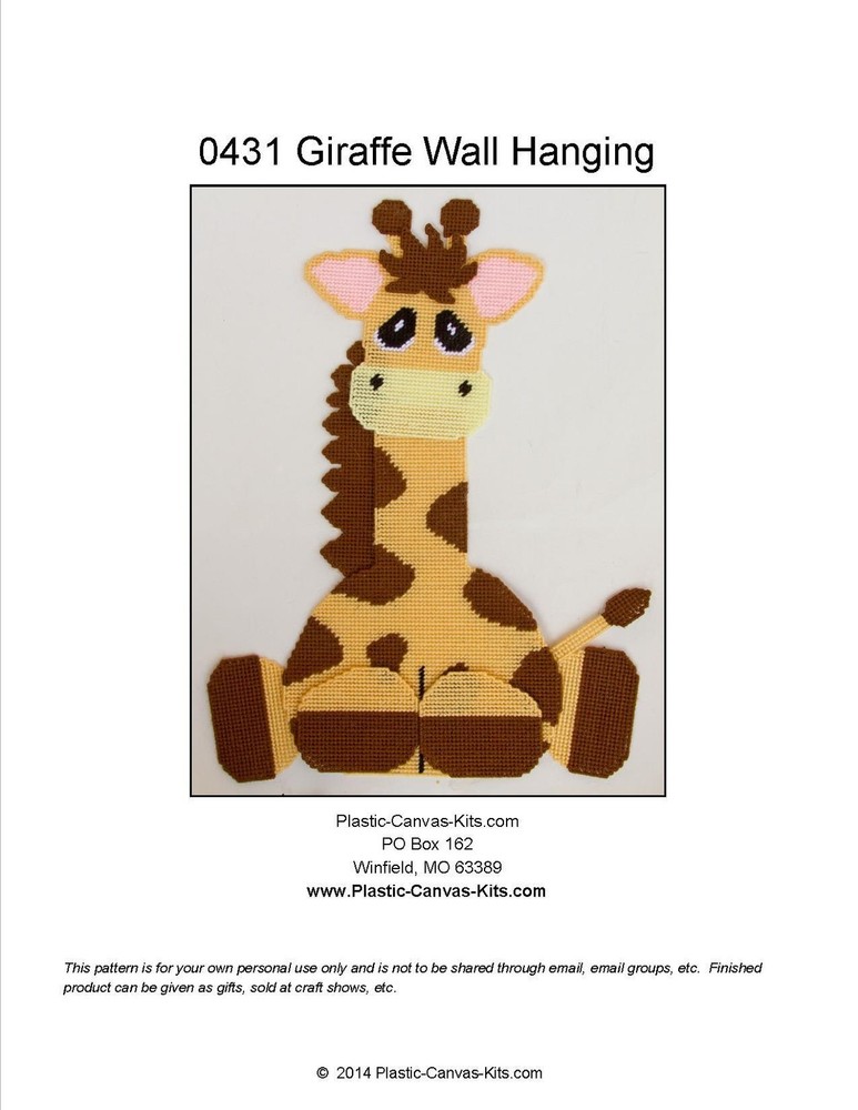 Giraffe Wall Hanging-Plastic Canvas Pattern or Kit