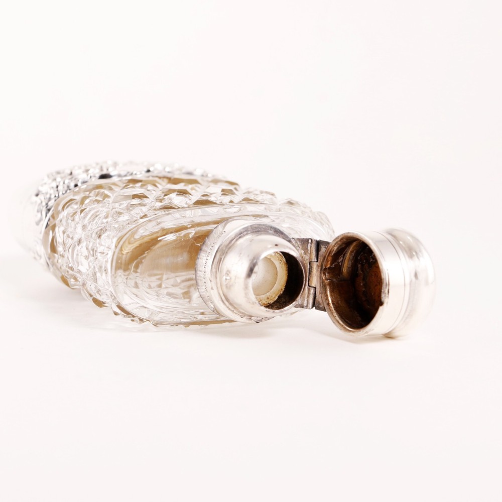 UNGER VICTORIAN STERLING SILVER FLASK W/ REMOVABLE CUP SCROLLWORK 1872-1914