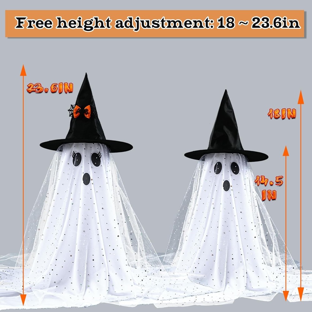 AYGXU 2pcs Halloween Decorations Indoor,Ghost Decor with String Lights White