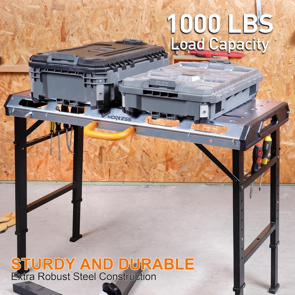 Metal Welding Table Folding 1000 lbs Load Capacity Steel Construction Workbench