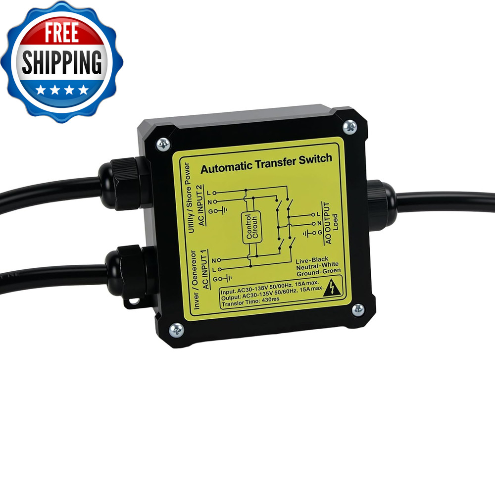 AC120V 15A ATS Generator Automatic Transfer Switch (NEMA 5-15P/R)