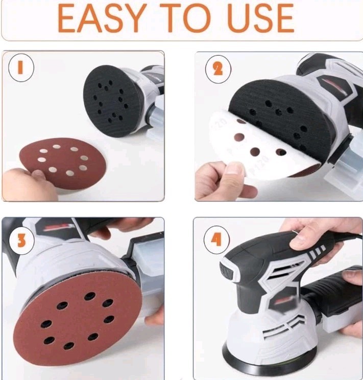 10Pcs 7" 8 Hole Hook&Loop Sanding Disc 120 Grit Flocking Sandpaper Sander Paper