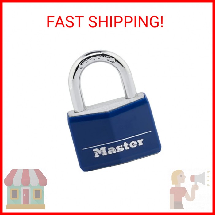 Master Lock 142DCM Covered Aluminum Keyed Padlock, 1-Pack, Blue