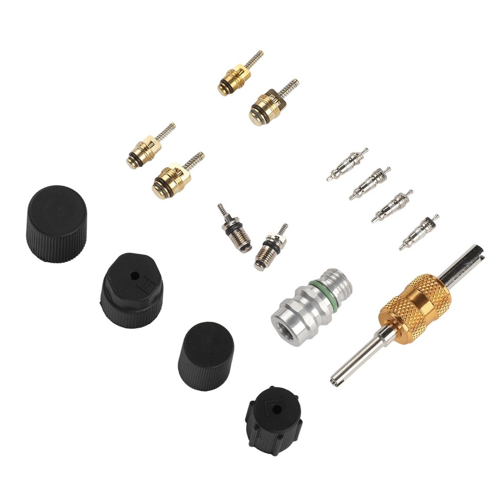Complete AC Valve Core Kit for R12 For R134a Systems with Installation Tools