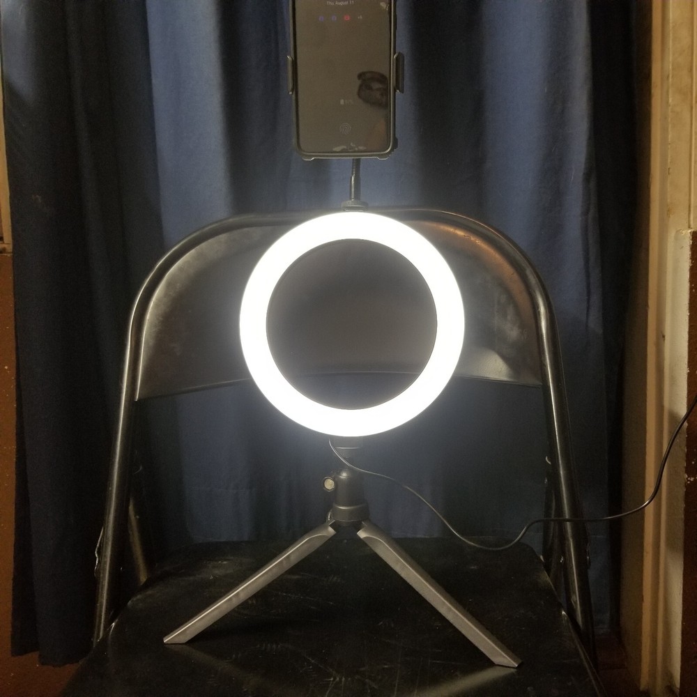 Studio 8 inch LED Ring Light Tri-Pod stand 3color Temp Inline remote phone mount