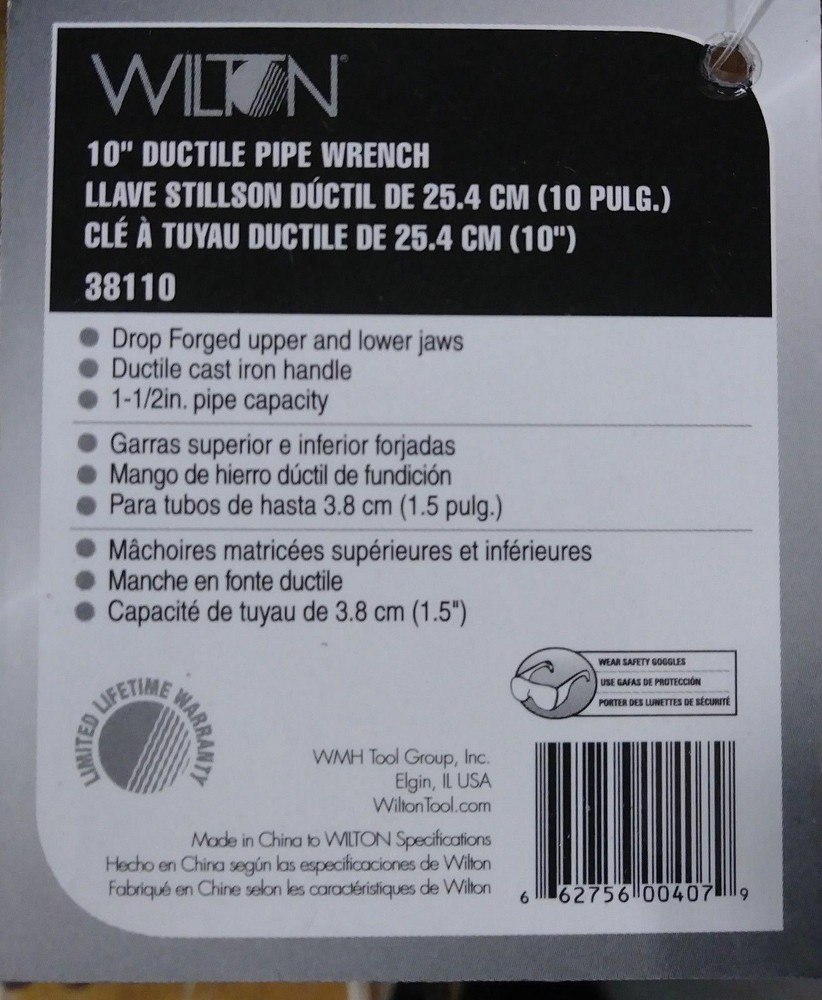 Wilton 38110 10" Ductile Pipe Wrench