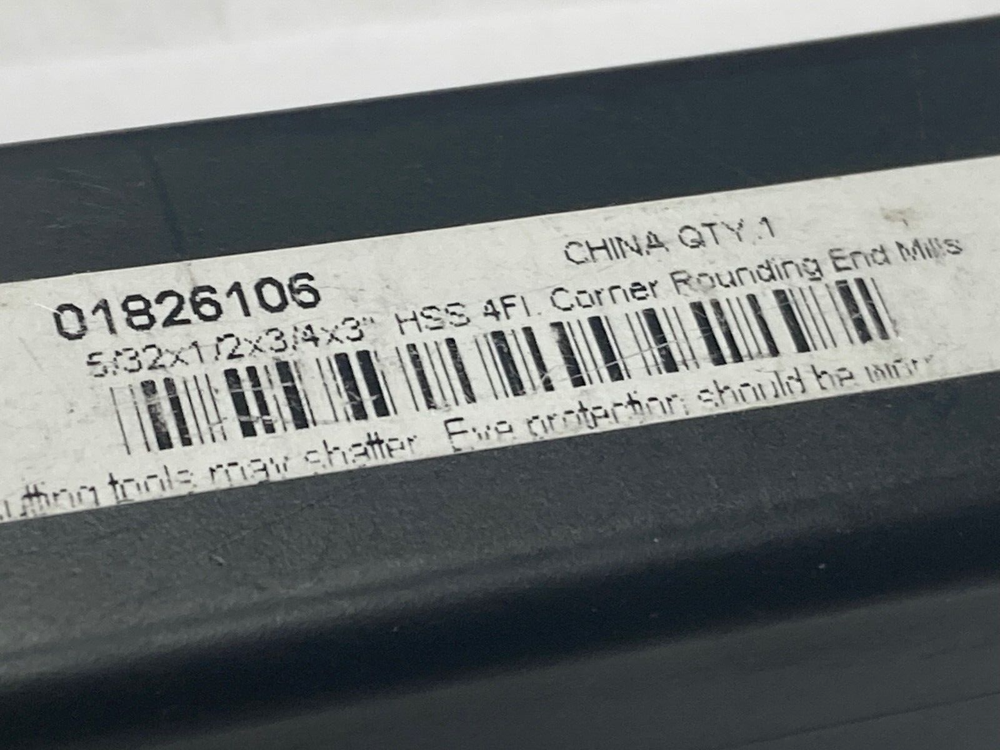 Interstate 182-6106, 5/32" Radius, 3/4" Dia, 4-Flute, HSS, Corner Round End Mill