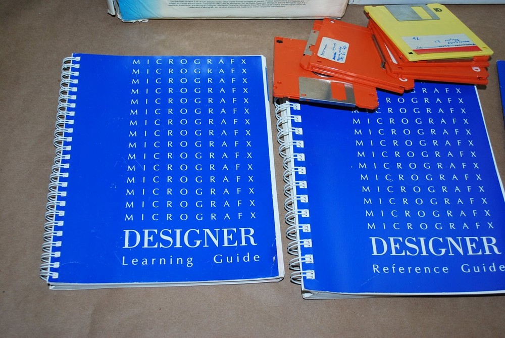 MICROGRAFX Designer Big Box w/ Manuals, 3.5 Diskette Software 1987-90
