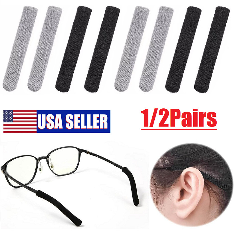 4×Anti-Slip Elastic Comfort Eyeglasses Temple Tips Sleeve Microstructured Fabric