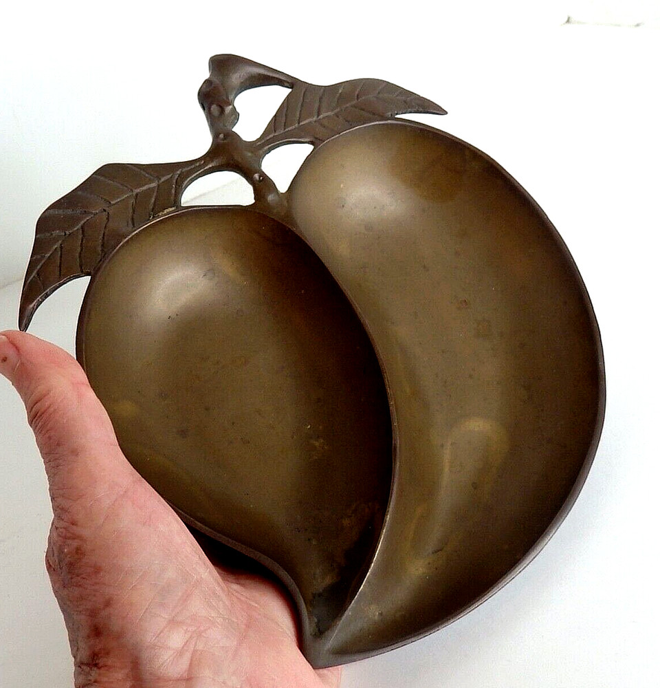 Neiman Marcus Solid Brass Chinese Peach Trinket Candy Dish Bowl EUC