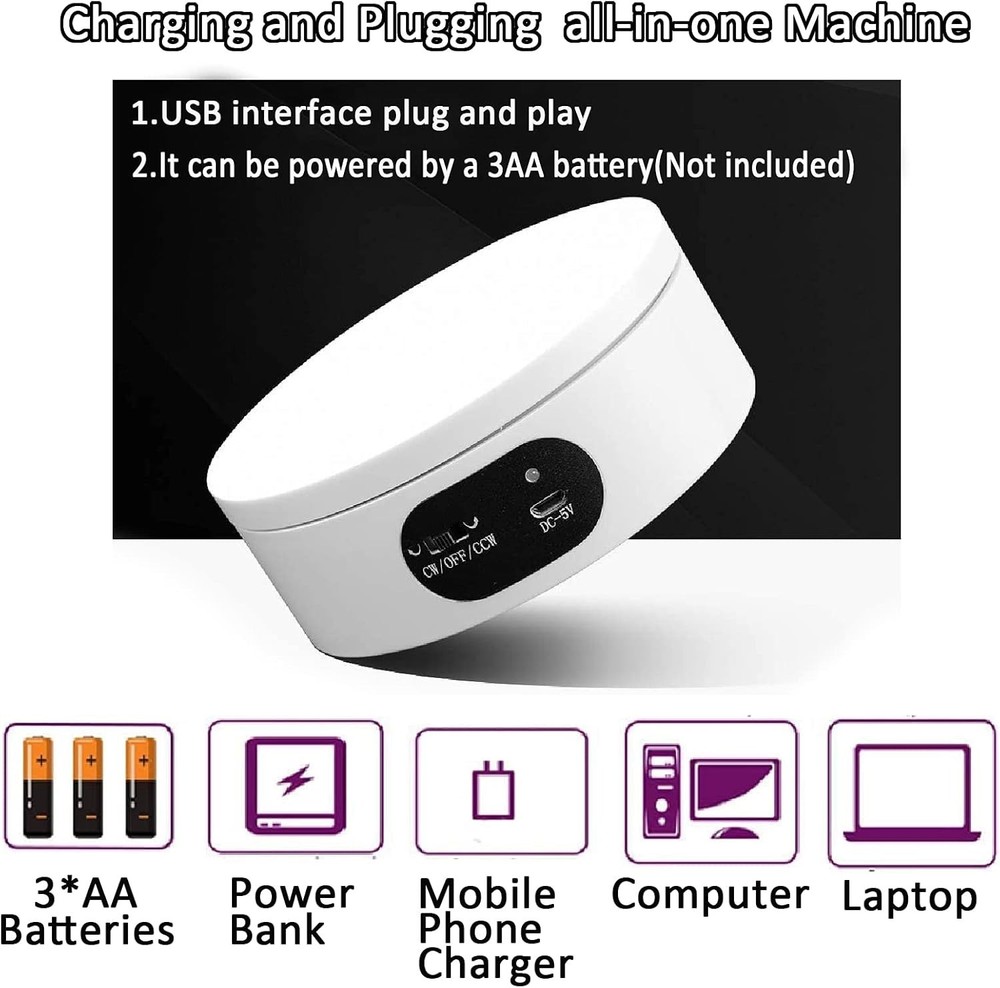 360-Degree Rotating Display Stand for Glitter Tumblers - USB Powered Elegance