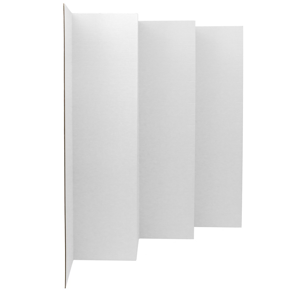6 ft. Tall White Temporary Cardboard Folding Screen - 6 Panel
