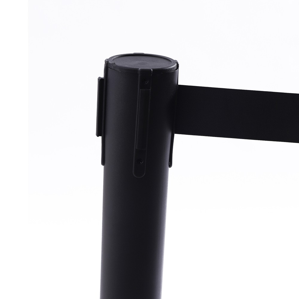 4pcs Stanchion Post Crowd Control 2 Retractable Belts, With Rubber Ring Base