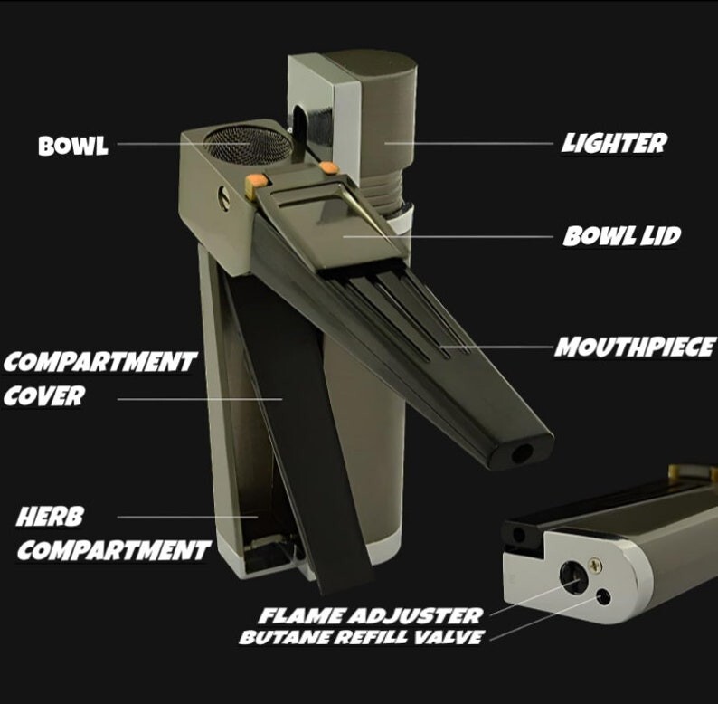 Smoking Pipe Lighter Creative Foldable Metal Lighter Pipe Combination Portable